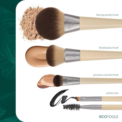 EcoTools Blurring Powder Makeup Brush, For Loose & Pressed Powder, Large Makeup Brush For All-Over Application, Fluffy, Synthetic Bristles, Eco Fr...