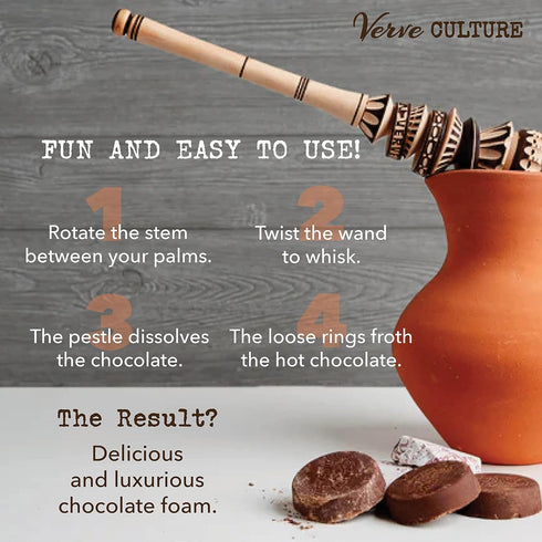 Traditional Molinillo Whisk by Verve CULTURE, Wooden Stirrer and Frother for Mexican Hot Chocolate, Authentic Mexican Cookware, Handmade Wooden Ki...