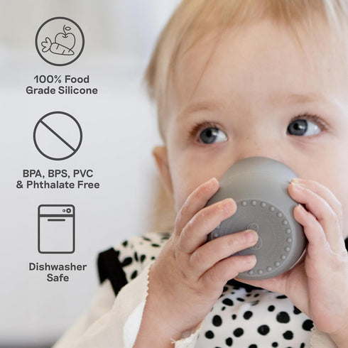 ezpz Tiny Cup (Blue) - 100% Silicone Training Cup for Infants - 4 months + - Designed by a Pediatric Feeding Specialist - Baby-led Weaning Essenti...