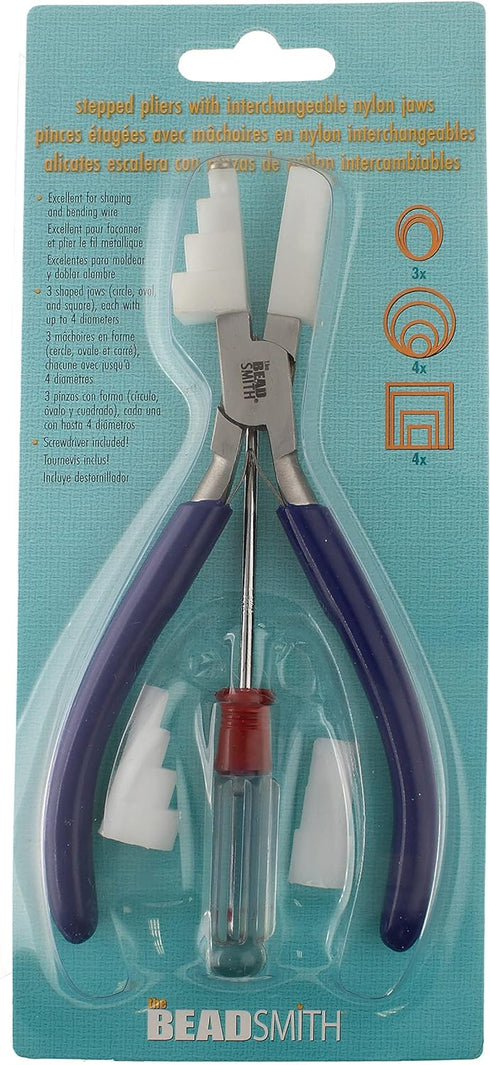 The Beadsmith Stepped Plied with Interchangeable Nylon Jaws – 6.5 Inches (165mm) – Comfort Grip Handle with Double Leaf Springs – Jewelry Making T...