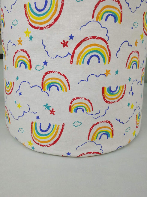 19.7 Inches Large Laundry Basket Waterproof Round Cotton Linen Collapsible Storage bin with Handles for Hamper Kids Room,Toy Storage (Rainbow)...
