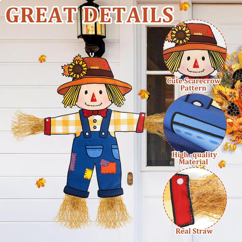 Fall Scarecrow Garden Flag Outdoor Decorations for Outside Double-Sided Printed, Yard Flags House Banner Yard Sign Autumn Winter Thanksgiving Seas...