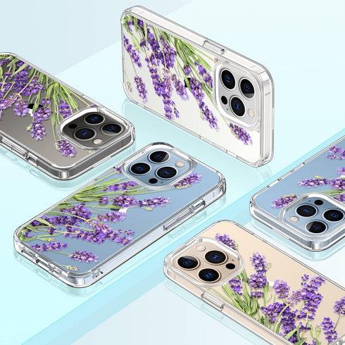 GiiKa for iPhone 13 Pro Case with Screen Protector, 6.1 inch Clear Full Body Shockproof Protective Floral Girls Women Hard Case with TPU Bumper Co...