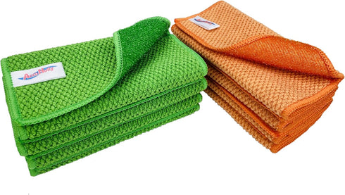 16 Pack Microfiber Scrub Dish Cleaning Cloth, Non-Scratch, 6 x 6 Inch, Multi-use for Pan Pot Dish Cooktop Stovetop Counter Kitchen Household, No O...