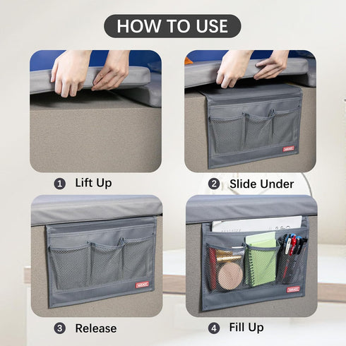 HAKACC Bedside Storage Organizer,Remote Control Holder Armchair Couch Caddy Sofa Armrest Bag for tablet Magazine Phone, Gray...