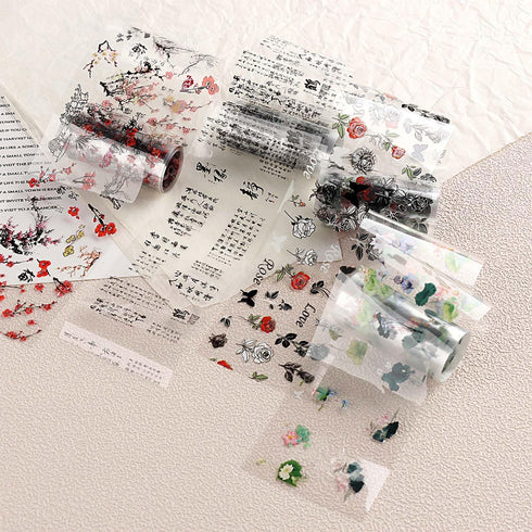 10 Rolls Traditional Chinese Style Nail Foil Transfer Stickers Ink Painting Chinese Characters Pattern Nail Foil Sheets Transfer Foils Stickers Cl...