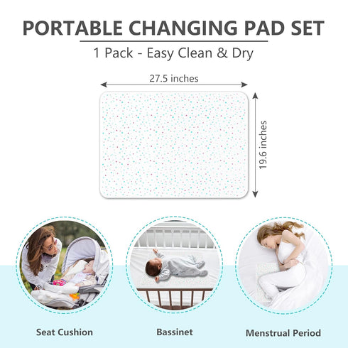RUILI Waterproof Diaper Changing Pad for Baby, Soft Cotton Reusable Changing Pad Liner, Portable Absorbent Change Mat for Girls Boys Women (1 Pack...