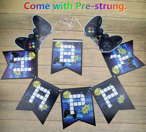 12th Birthday Decorations for Kids-Gaming Party Decorations for Gamer-HAPPY BIRTHDAY Gaming Banner Video Game Table Cover Controller Balloon Cake ...