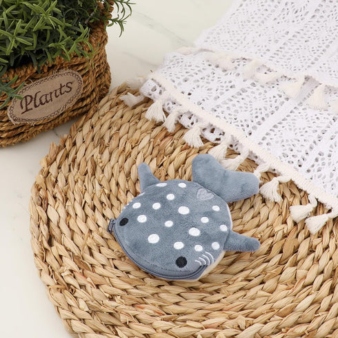 Shark Coin Purse Cute Small Wallet Plush Cartoon Cosmetic Items Bag Animal Zipper Keychain Change Purse Mini Earphone Bag Funny Novelty Coin Pouch...
