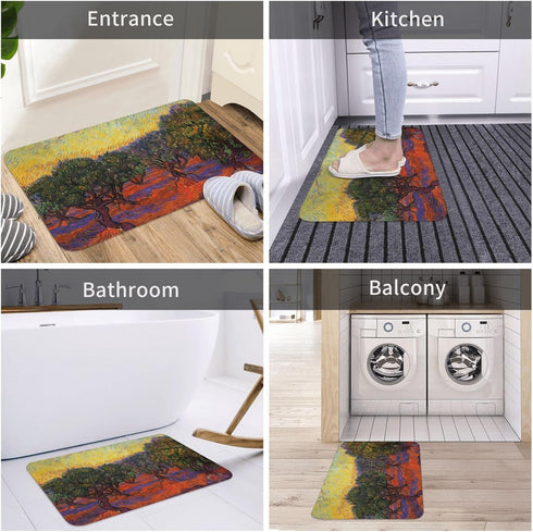 Van Gogh Painting Tree Bath Rugs Mats Oil Painting Art Door Mat Outdoor Doormat Non Slip Absorbent Bathroom Floor Mat Carpet for Home Kitchen Entr...