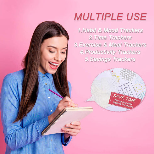 Zonon 24 Pieces Journal Stencils 4x7 Inch Planner DIY Drawing Template for Journals Supplies Kit Daily Weekly Monthly Calendars Notebook Productiv...