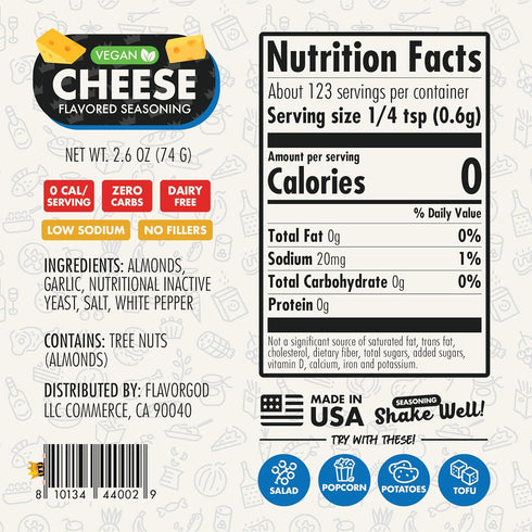 Cheese Flavored Seasoning Mix by FlavorGod - Premium All Natural & Healthy Spice Blend for Chicken, Vegetables, Salad, Pizza, Tacos, & Pasta - Kos...