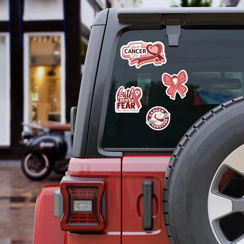 Pack 50 PCS Oral Throat Cancer Awareness Stickers Decorative Ribbon Car Bumper Water Bottle Laptop Vehicle Vinyl Decals Waterproof for Survivor Fi...