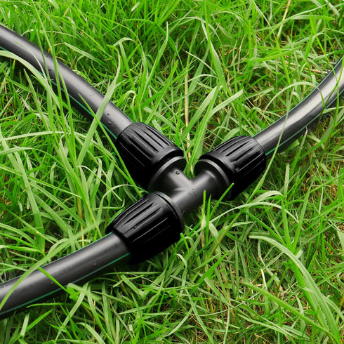 Drip Irrigation Fittings for 1/2 Inch Tubing (0.60"-0.63" OD), 10 Pieces Barbed Tee Drip Parts Locked Tee Connectors, 3 Way Drip Line Nuts Connect...