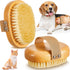 Suclain 2 Pcs Dog Cat Bristle Brush for Shedding Dog Brush for Short Haired Dogs Soft Dog Brush Oval Palm Beech Brush with Boar Bristles and Elast...