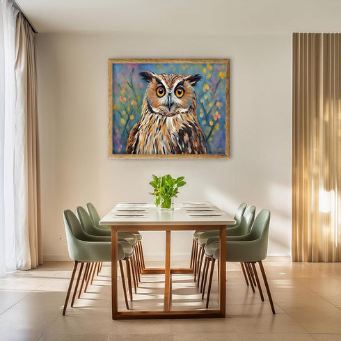 Posterizer 1 pcs- cute yellow eyed brown owl-Art for Animal Lovers-Landscape & Nature Art- Living Room Bedroom Decor- unframed wall art...