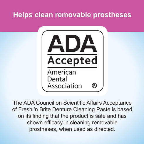 Fresh 'n Brite Denture Cleaning Paste For Dentures, Removable Partial Dentures, Retainers, Mouthguards, Nightguards, Fast Stain Removal, pack of 3...