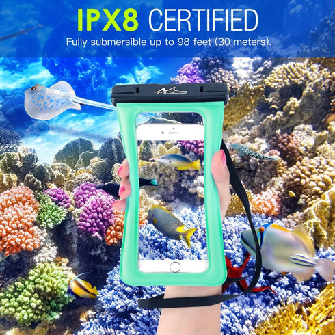 MoKo Floating Waterproof Phone Pouch Holder, Floatable Phone Case Dry Bag with Lanyard Armband Compatible with iPhone 14 13 12 11 Pro Max X/Xr/Xs ...