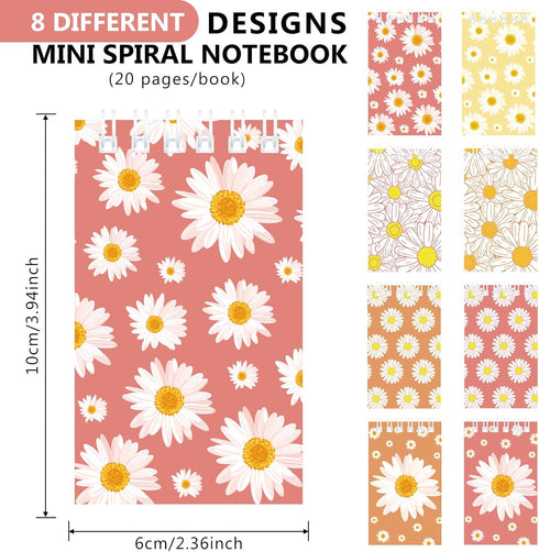 24 Pcs Groovy Hippie Notebook Groovy Retro Hippie Boho Spiral Mini Notepad Groovy Party Pocket Notebook for Kid Hippie Boho Groovy Daisy Flower Bi...