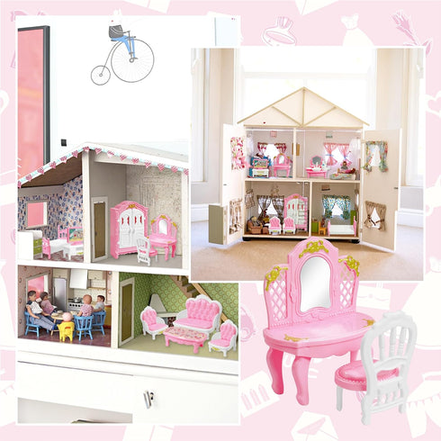 20 Pieces Doll House Furniture and Accessories Set Dollhouse Furniture Set Mini Dollhouse Furniture 1 12 Scale Bedroom Living Room Bathroom Furnit...