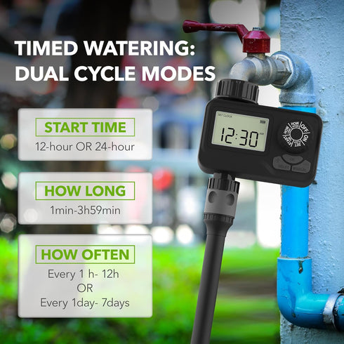 BN LINK Programmable Sprinkler Timer with Rain Delay – Waterproof Digital Water Timer for Garden Hoses, Manual & Automatic Irrigation System, 1 Ou...