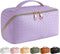 SFXULIX Large Capacity Travel Cosmetic Bag - Makeup Bag, PU Leather Waterproof Cosmetic Bag, Women Portable Travel Makeup Bag With Handle and Divi...