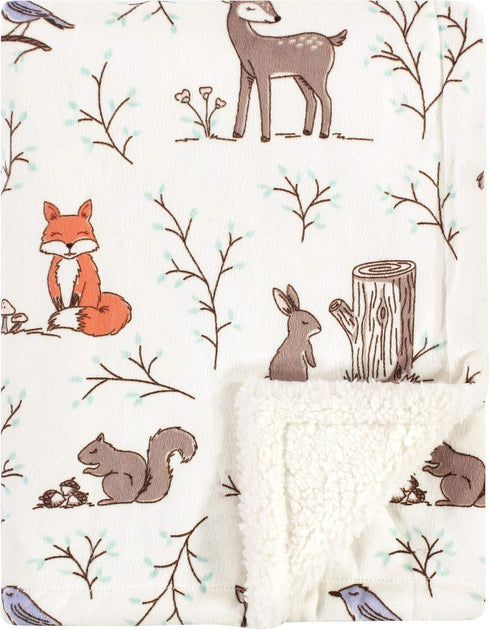 Hudson Baby Unisex Baby Plush Mink and Sherpa Blanket, Enchanted Forest, One Size...