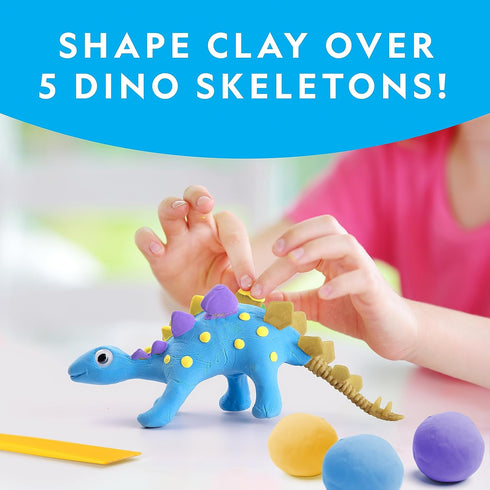 NATIONAL GEOGRAPHIC Clay Dinosaur Arts & Crafts Kit - Dinosaur Air Dry Clay for Kids Craft Kit with 5 Clay Colors, 5 Dino Skeletons, Sculpting Too...