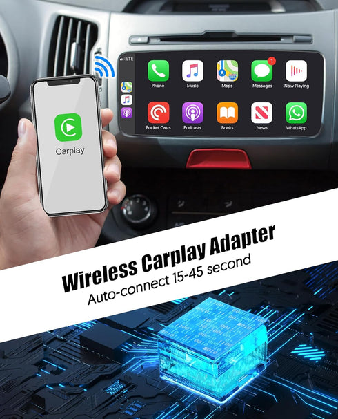 BAKEN CarPlay Wireless Adapter for Factory Wired CarPlay 2024 Upgrade Plug & Play Dongle Converts Wired to Wireless Fast and Easy Use Fit Compatib...