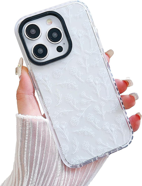 Designed for iPhone 15 Case,Cute Clear Silicone White Flowers,for Women Girls,Anti-Slip and Anti-Scratch Phone Case,(Compatible with iPhone 15 - C...