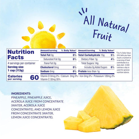 Dole Fruit Bowls Pineapple Tidbits in 100% Juice Snacks, 4oz 24 Total Cups, Gluten & Dairy Free, Bulk Lunch Snacks for Kids & Adults...