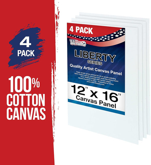 U.S. Art Supply 12 X 16 inch Professional Artist Quality Acid Free Canvas Panel Boards for Painting 4-Pack (1 Full Case of 4 Single Canvas Board P...