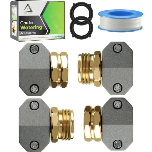 Garden Hose Repair Kit, Fits 3/4 and 5/8 Inch Hoses, Solid Male and Female Hose End Replacement, Water Hose Fixing Kit, Hose Mender, Water Repair ...