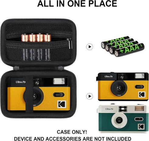 Hard Travel Case for Kodak F9/1 Shot/Ilford/Corex Reusable Ultra 35mm Film Camera, Protective Storage Carrying Case with Zipper Mesh Pocket for Ba...