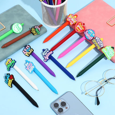 24 Pcs Inspirational Pens Bulk Motivational Quote Ballpoint Pens Funny Retractable Black Ink Pens Colorful Encouraging Writing Pen for Women Men O...