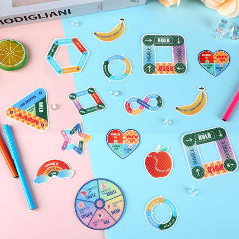 ZOiiWA 96 Pcs Breath Calm Anxiety Sensory Stickers Reusable Mindfulness Sticker Fidget Silent Adhesive Sensory Strips for School Office Classroom ...