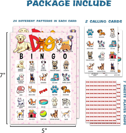 Dog Bingo Card Game, Puppy Bingo Game for Adults, Dog Party Supplies, Favors, Pawty Party Decorations, Dog Lovers Gift – 24 Players Bingo Game, C0...