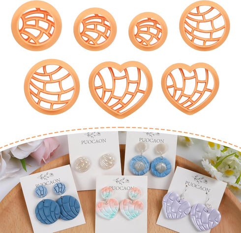 Puocaon Scallop Polymer Clay Cutters - 7 Pcs Clay Cutters for Polymer Clay Jewelry, Seashell Circle Polymer Clay Earring Cutters, Heart Clay Cutte...