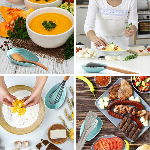 Spoon Rest for Kitchen Counter, Ceramic Cooking Spoon Holder for Stove Top, Porcelain Utensil Rest for Spatula, Ladle, Tong and Spoon, Modern Kitc...