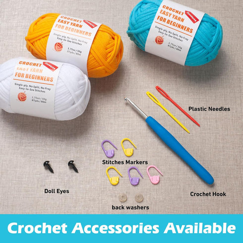 Easy Peasy Crochet Yarn for Beginners, Beginner Yarn for Crocheting, 3 Pack×1.8oz Amigurumi Crochet Yarn with Easy-to-See Stitches and No Split, T...