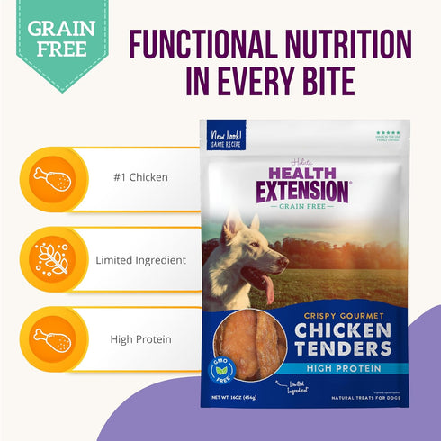 Health Extension Dry Dog Treat, Grain-free, Adult Dog and Puppy Training Treat, Include Natural Crispy Gourmet with Chicken Tenders (4 Oz / 113 g)...
