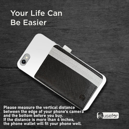 Stick-On Phone Wallet for Back of iPhone or Android Case | 6 Sleeve Credit Card Holder - Pocket for Cards, Money & ID - Built-in Stand - Waterproo...