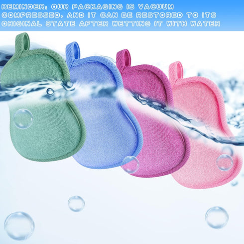4 Pieces Baby Bath Sponge Cotton Baby Sponge Soft and Absorbent Sponge for Kids Babies Men Women (Red, Purple, Green, Blue)...