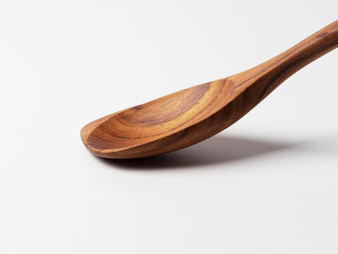 Teak Corner Spoon, 13.2 inch long, Teak wooden utensils, Wooden Corner Spoon, Long handle Corner Spoon for cooking, Teflon friendly, Natural Teak ...