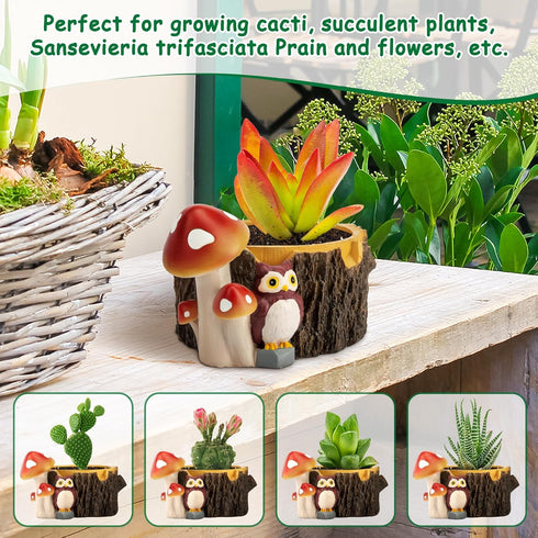 Owl Succulent Planters Flower Plant Pots for Plants with Drainage Hole?Planter Pots for Indoor Plants/Succulent/Cactus,Indoor Planter for Home Off...