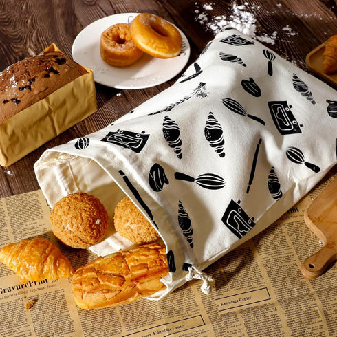 Bread Bags for Homemade Bread, 2PCS Linen Bread Bag with Plastic Lined, 13.7" x 19.6" Reusable Saver Bag For Sourdough & Homemade Bread Storage...