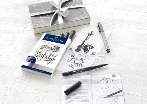 Faber-Castell Pitt Artist Pen Hand Lettering For Beginners Set - Hand Lettering 101 with 7 Pitt Lettering Pens...