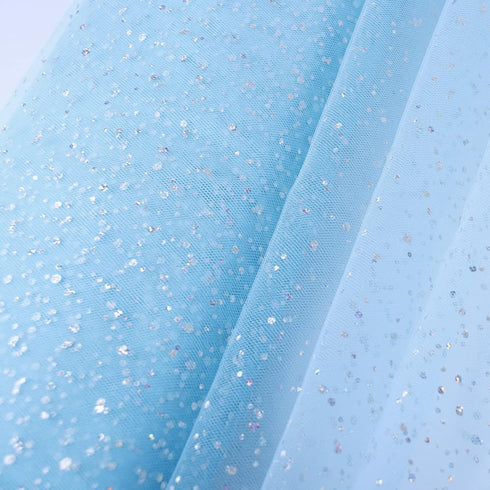 54" by 10 Yards Glitter Tulle Fabric Rolls for Wedding Birthday Party Baby Shower Decoration Tutu Tulle Bolt Ribbons DIY Sewing Crafts - Light Blu...