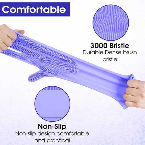 Pet Grooming Gloves, Dog Washing Gloves with High-Density Teeth, Silicone Dog Bathing Gloves with Enhanced Five Finger Design, Bathing and Massagi...