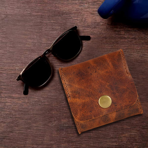 Leather coin pouch | Moon Pocket Coin Case | Genuine Leather Squeeze Coin Purse | Pouch Change Holder | Purse Wallet for Men & Women Handmade Vint...